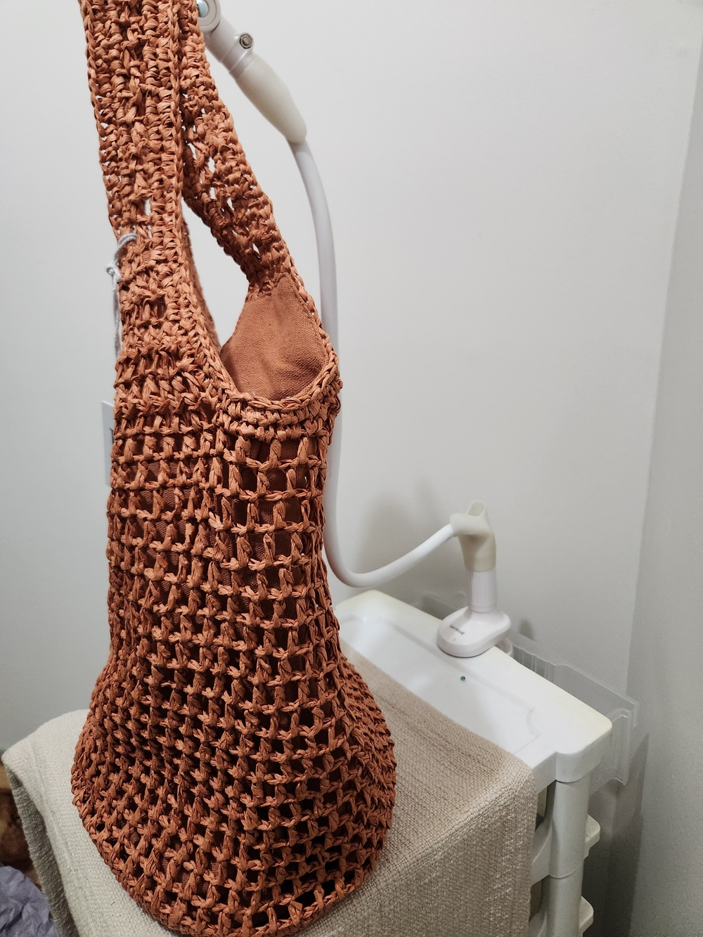Handmade Crochet Tote Bag - Rust Brown - Picture 3 of 6